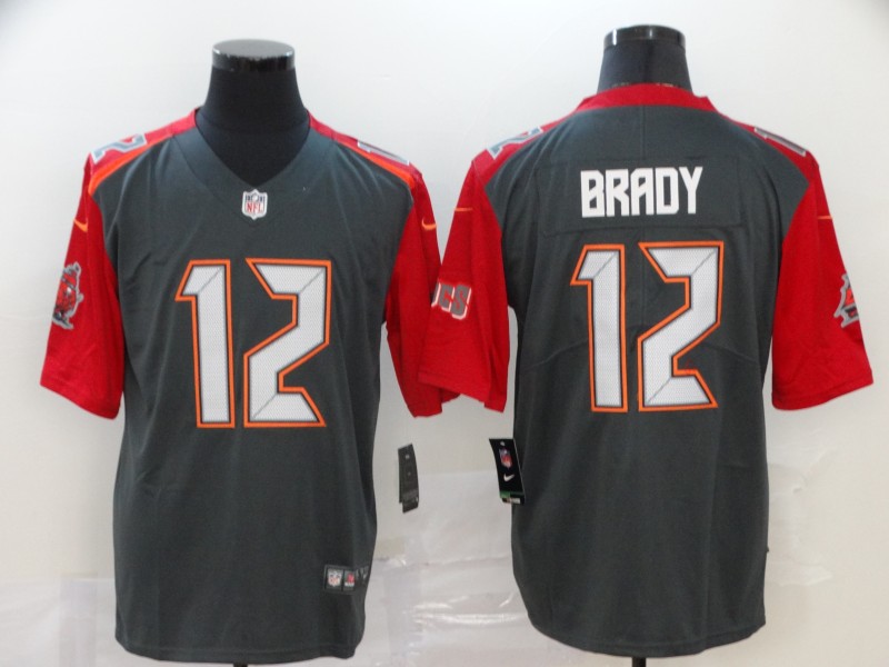 Men's Tampa Bay Buccaneers #12 Tom Brady Grey Vaper Untouchable Stitched NFL Jersey